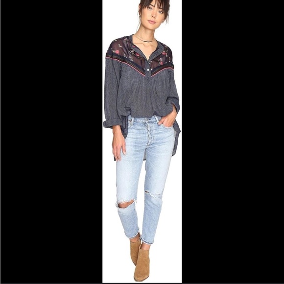 Free People long sleeve tunic hearts & colors top - Picture 2 of 8